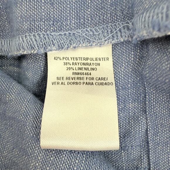 52seven Linen Blend Chambray Dress Sleeveless Size Large Blue Beach Babydoll - Picture 10 of 15